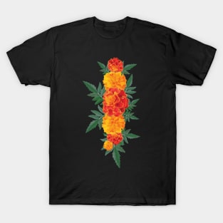 cempasúchil mexican flowers day of the death marigold bouquet T-Shirt